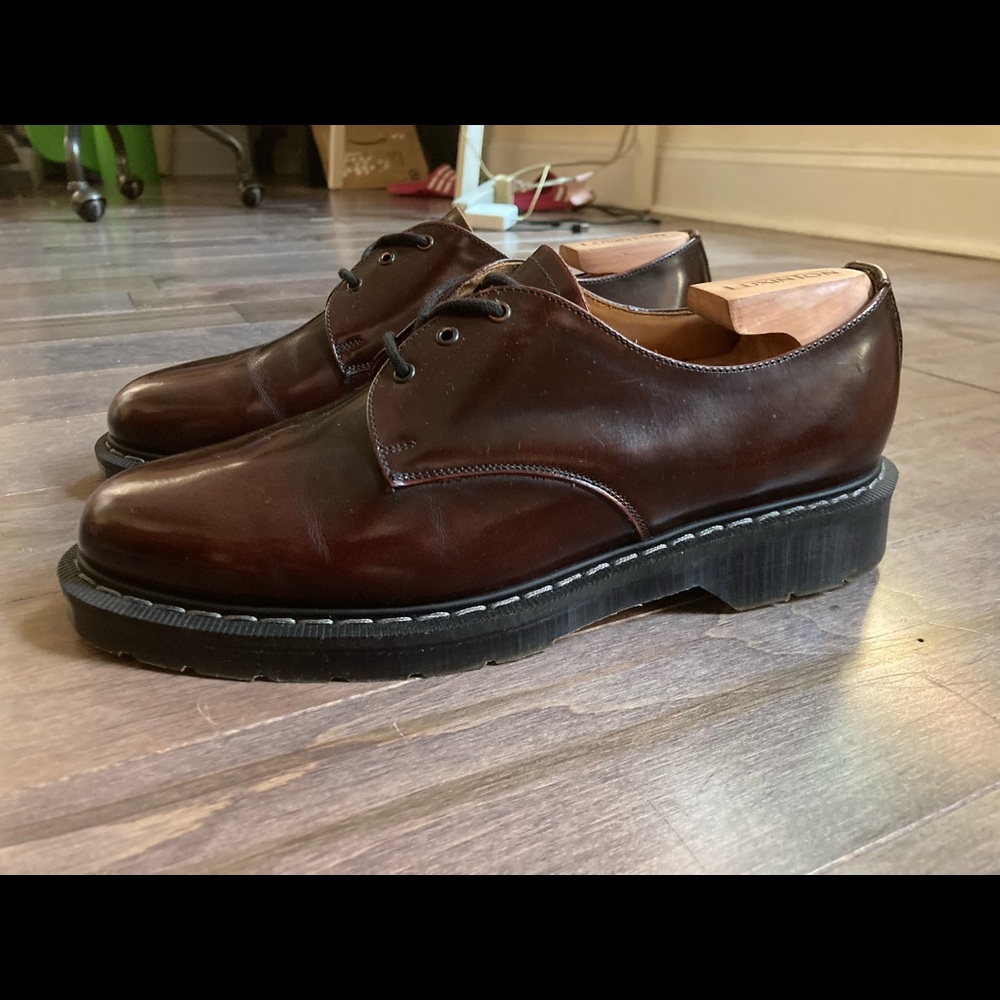 Solovair Gibson burgundy Hi-shine 10D OG Docs Dr Martens 1461 made in England